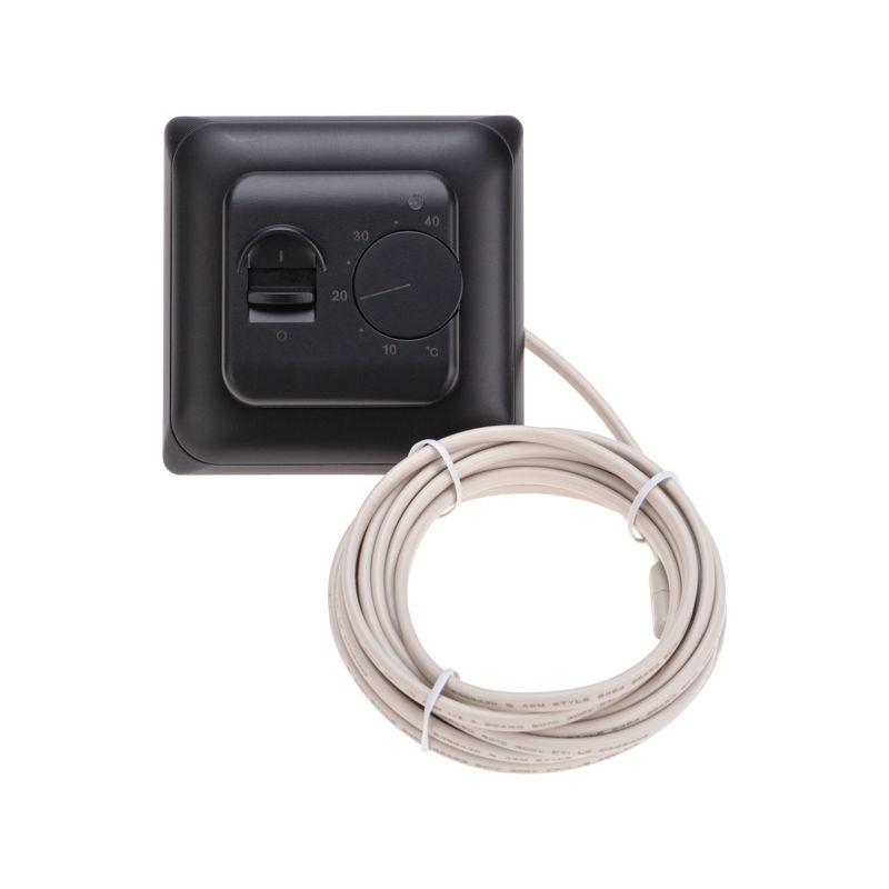 Терморегулятор механический R70XT с датчиком температуры пола и LED-индикатором 16А/5Вт черн. Rexant 51-0594